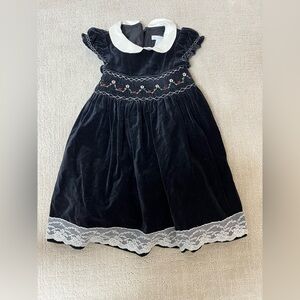 Charter Club Black Velvet Dress with smocking detail Girl’s size 4/4T
